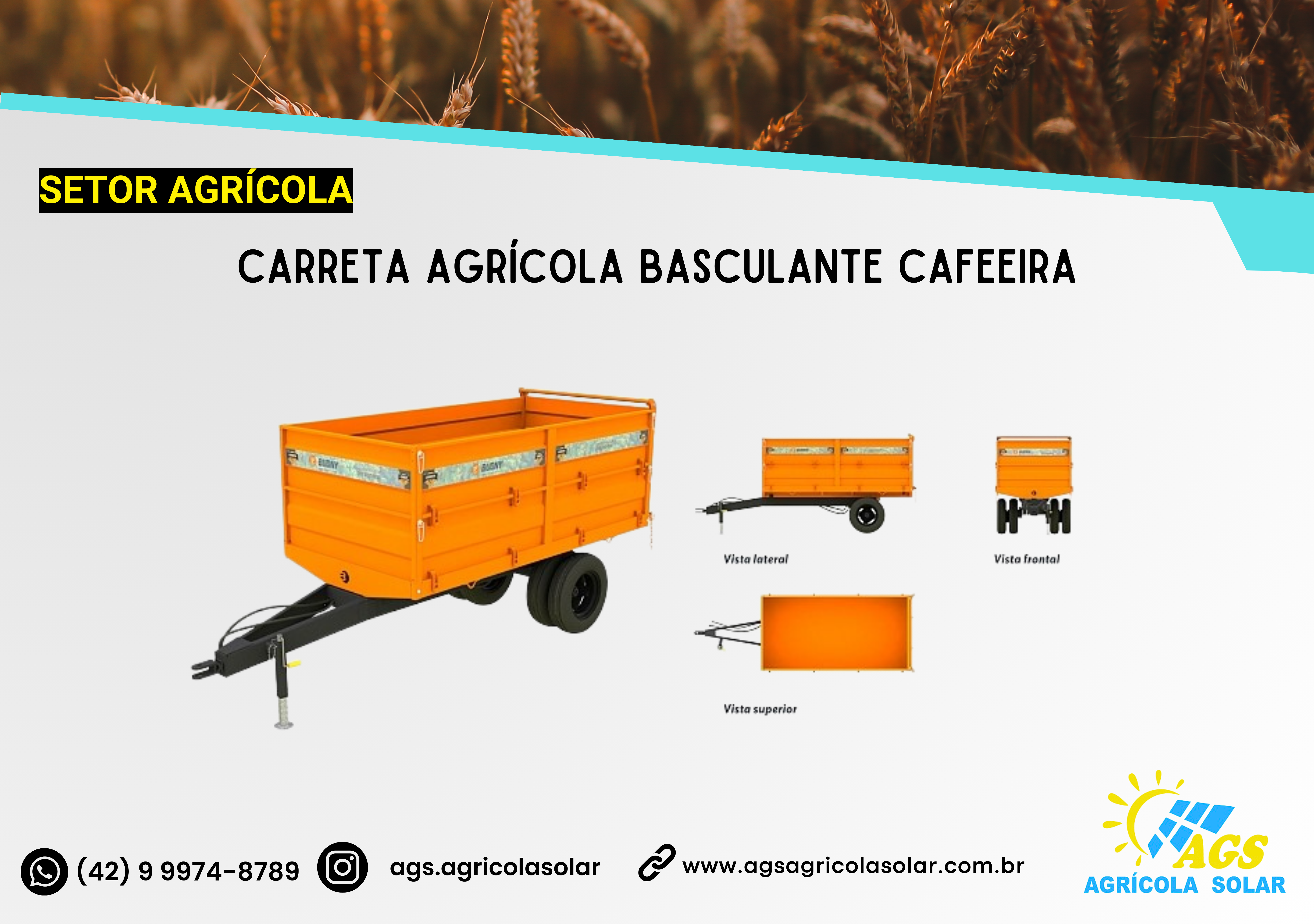 CARRETA AGRÍCOLA BASCULANTE CAFEEIRA