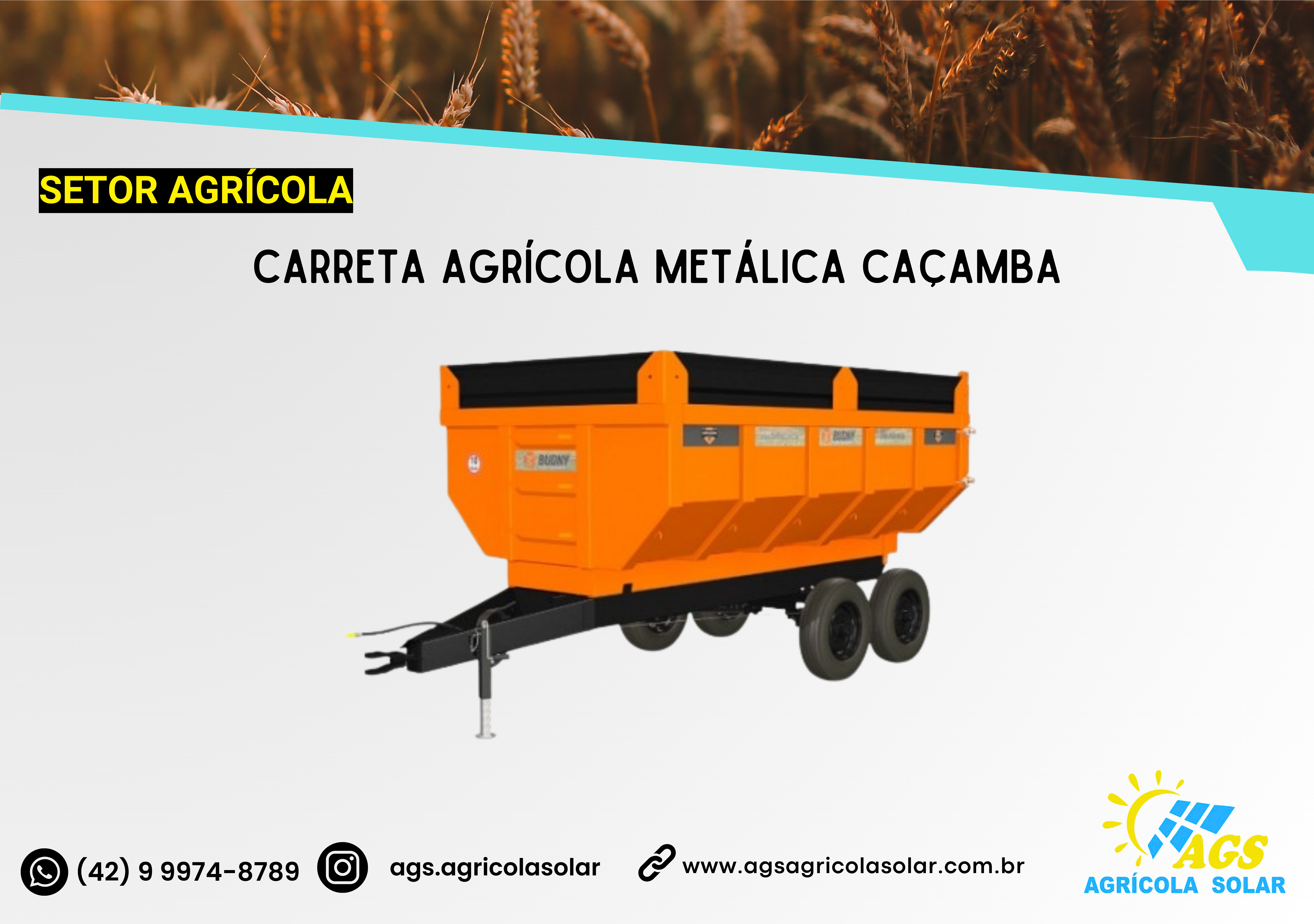 CARRETA AGRÍCOLA METÁLICA CAÇAMBA