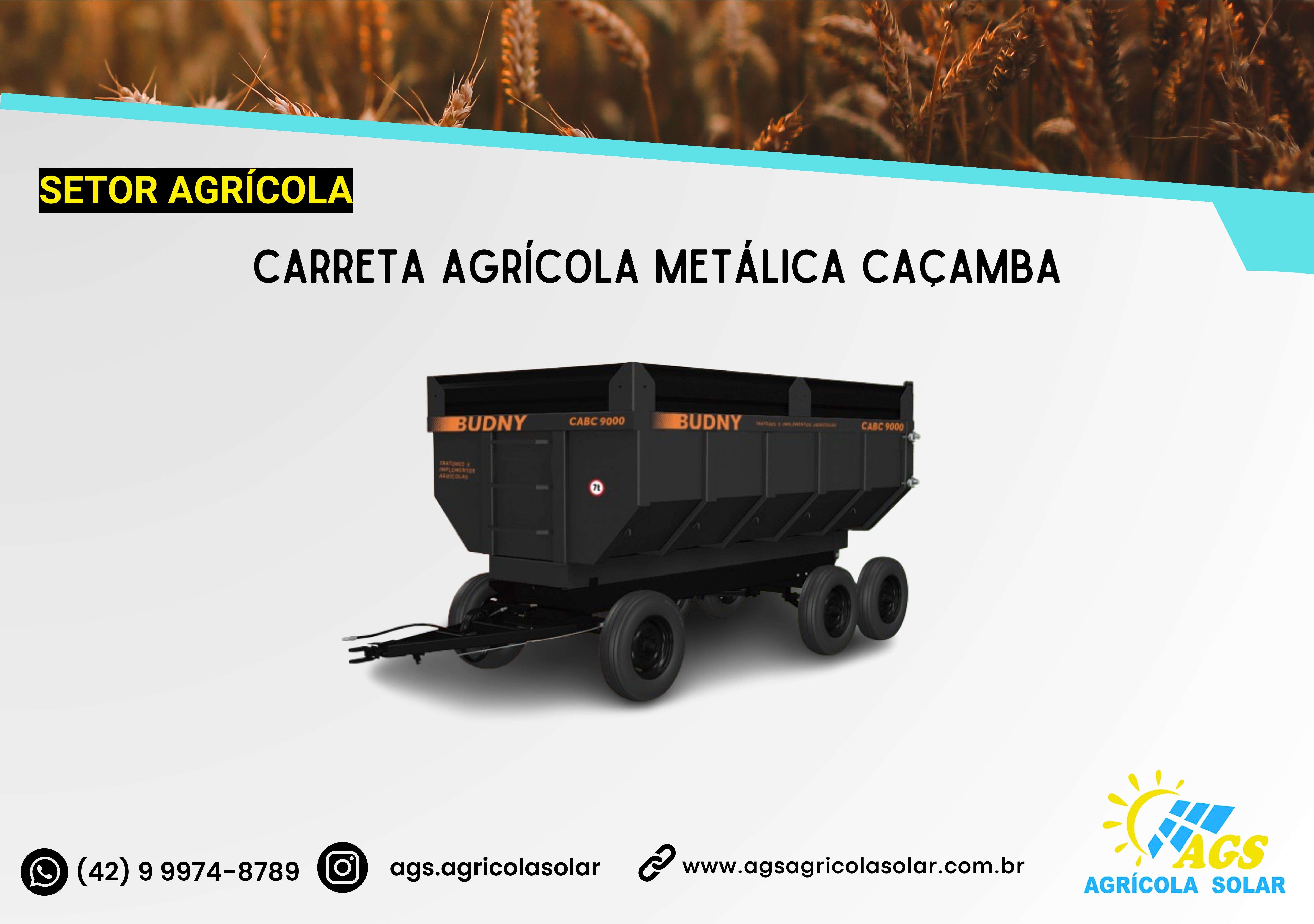 CARRETA AGRÍCOLA METÁLICA CAÇAMBA