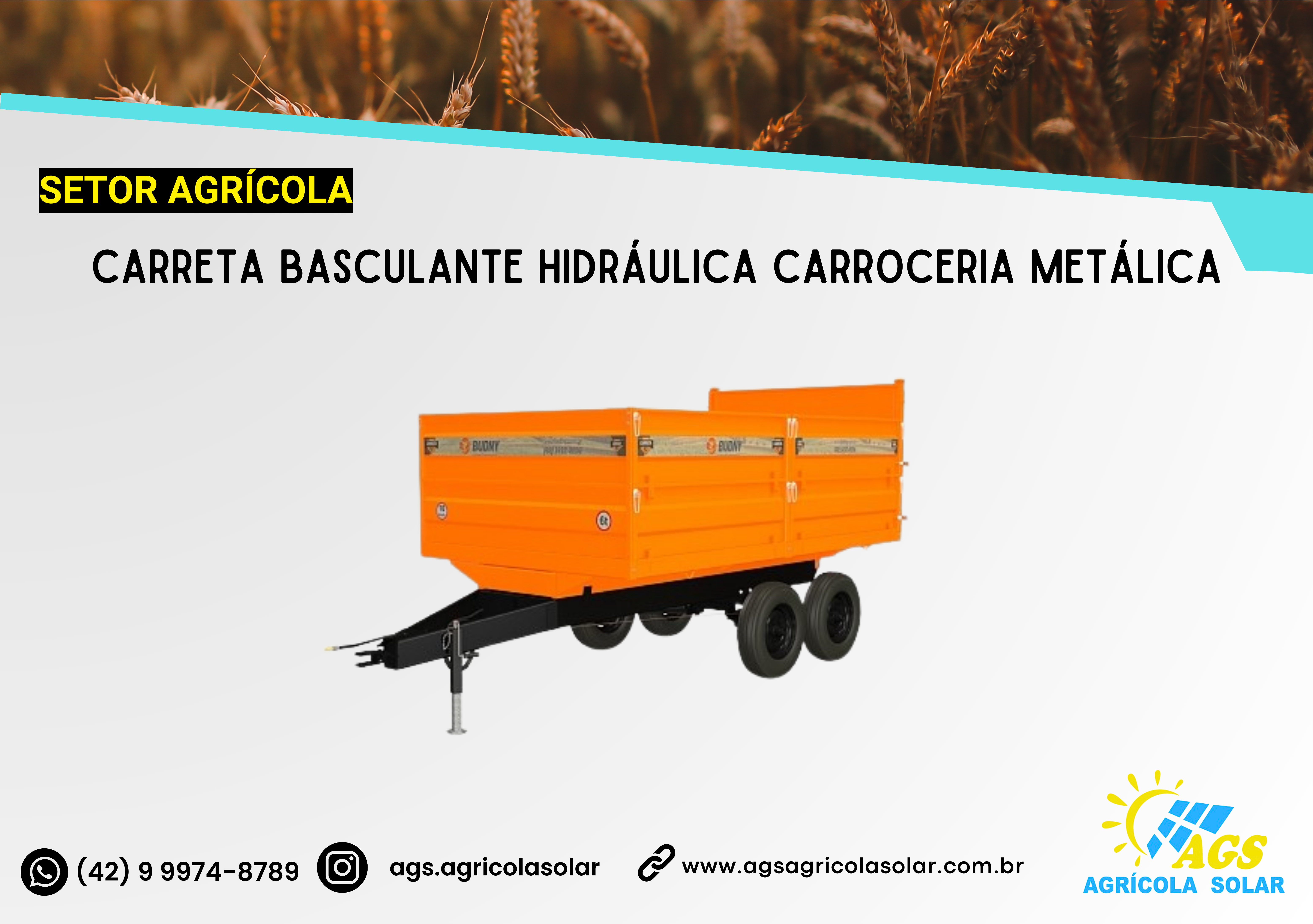 CARRETA BASCULANTE HIDRÁULICA CARROCERIA METÁLICA