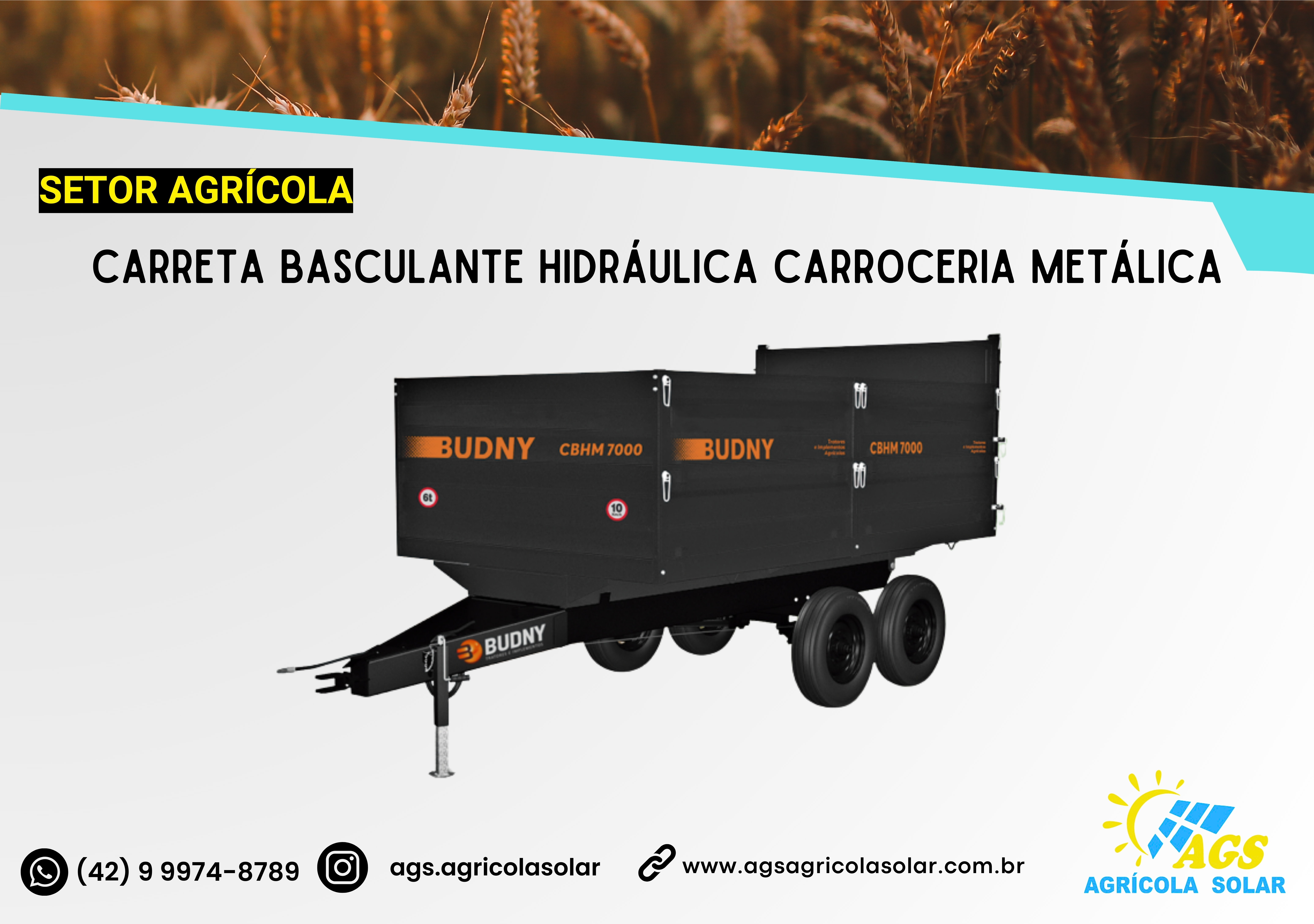 CARRETA BASCULANTE HIDRÁULICA CARROCERIA METÁLICA