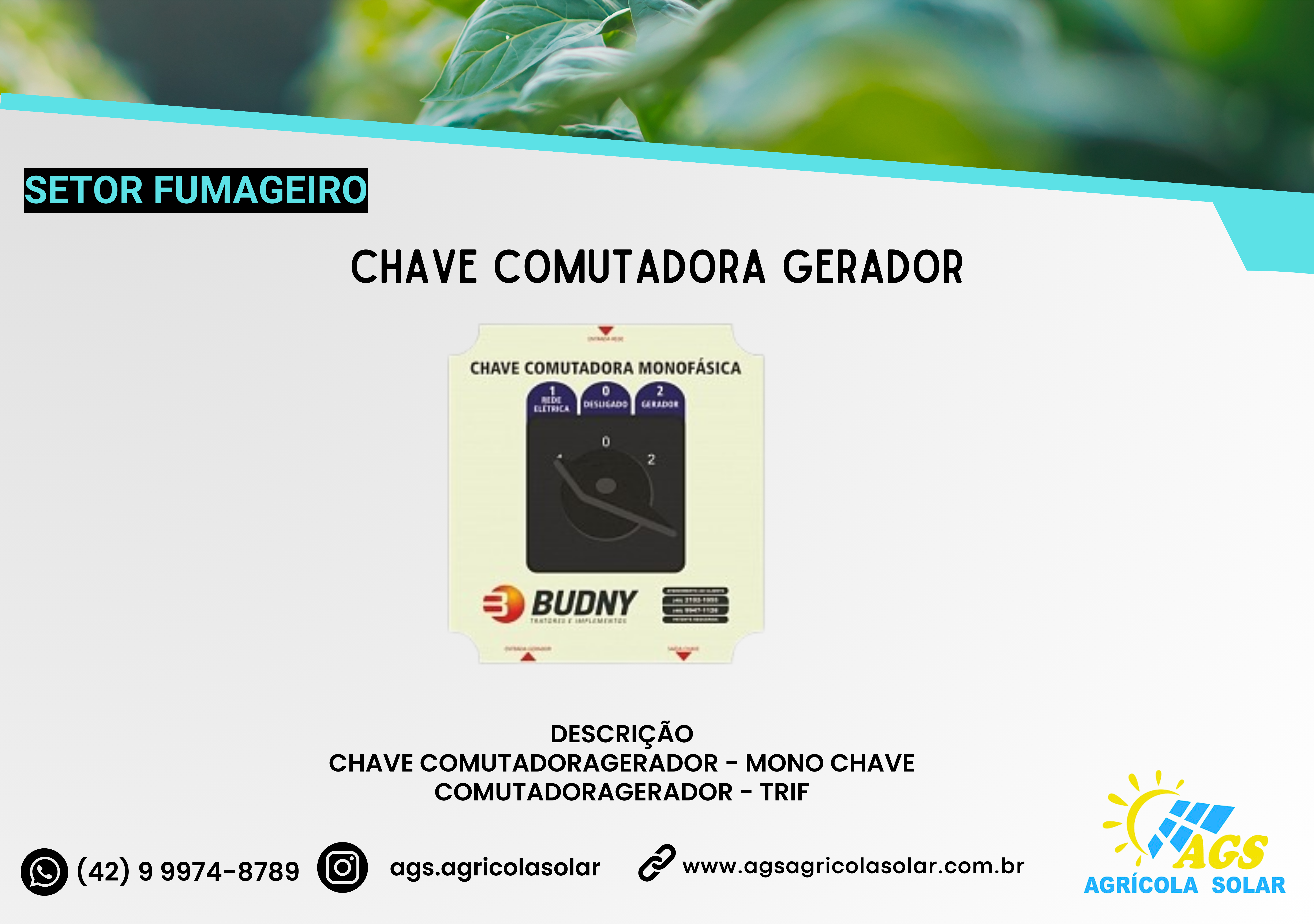 CHAVE COMUTADORA GERADOR BUDNY