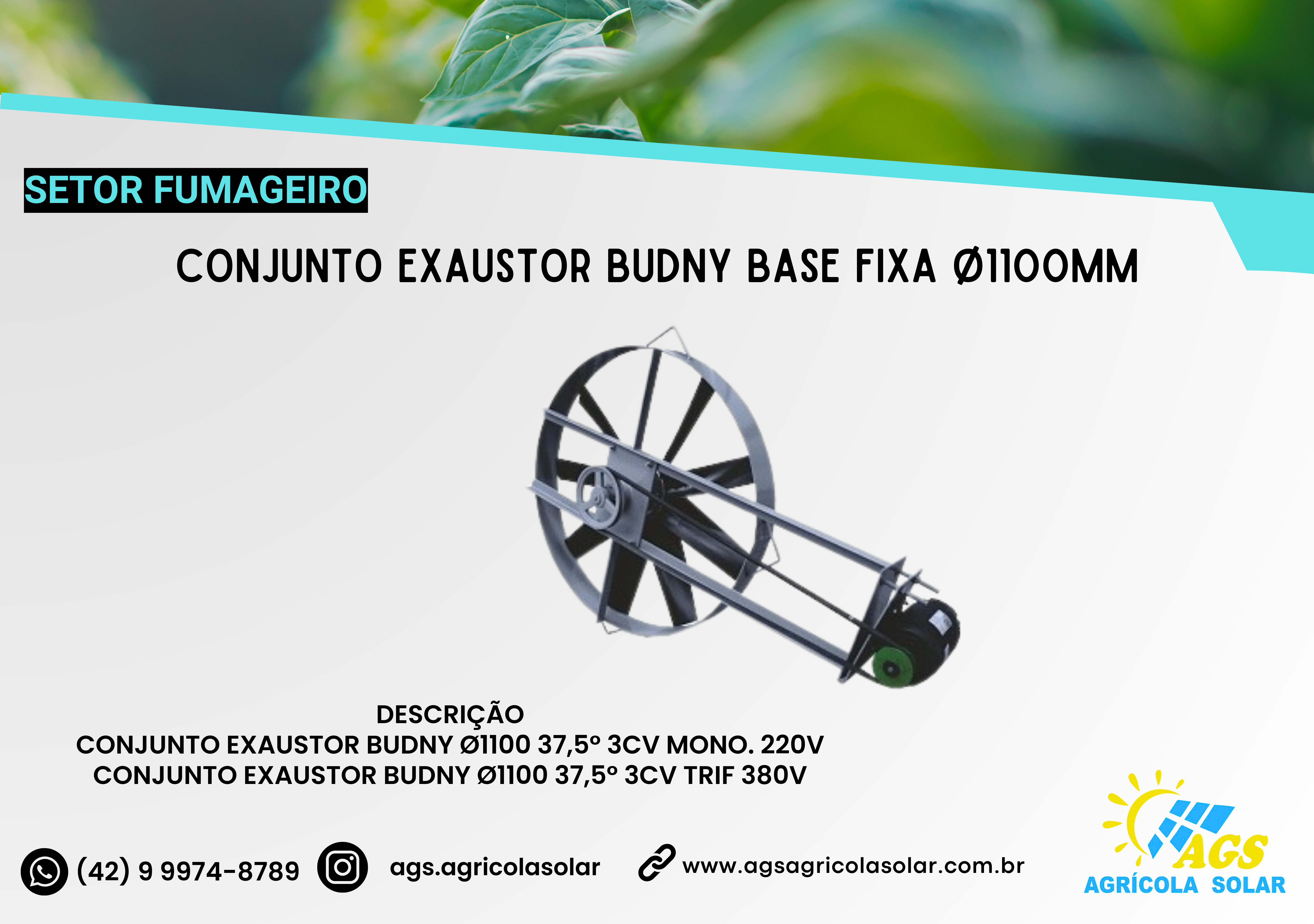 CONJUNTO EXAUSTOR BUDNY BASE FIXA Ø1100MM