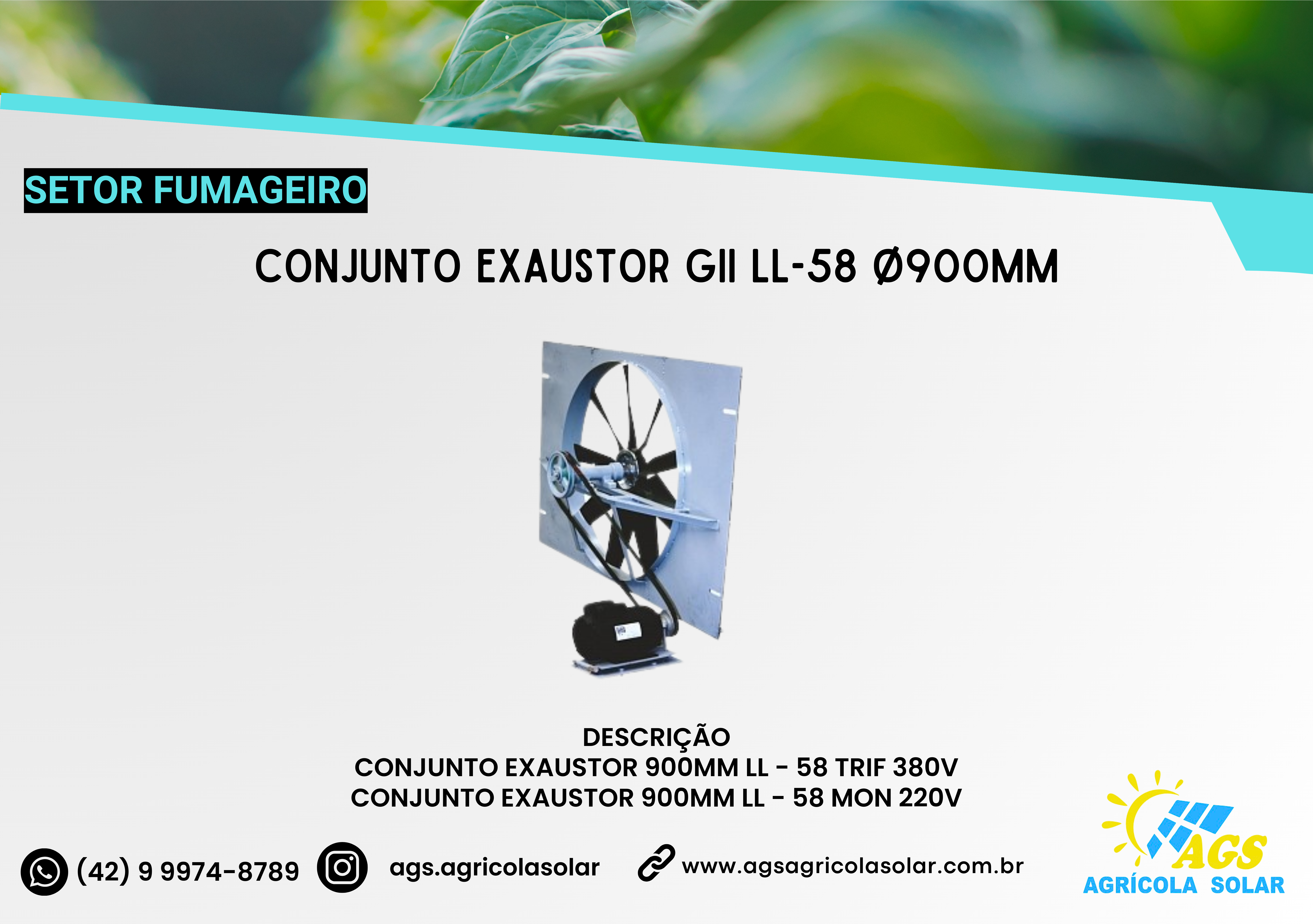 CONJUNTO EXAUSTOR GII LL-58 Ø900MM