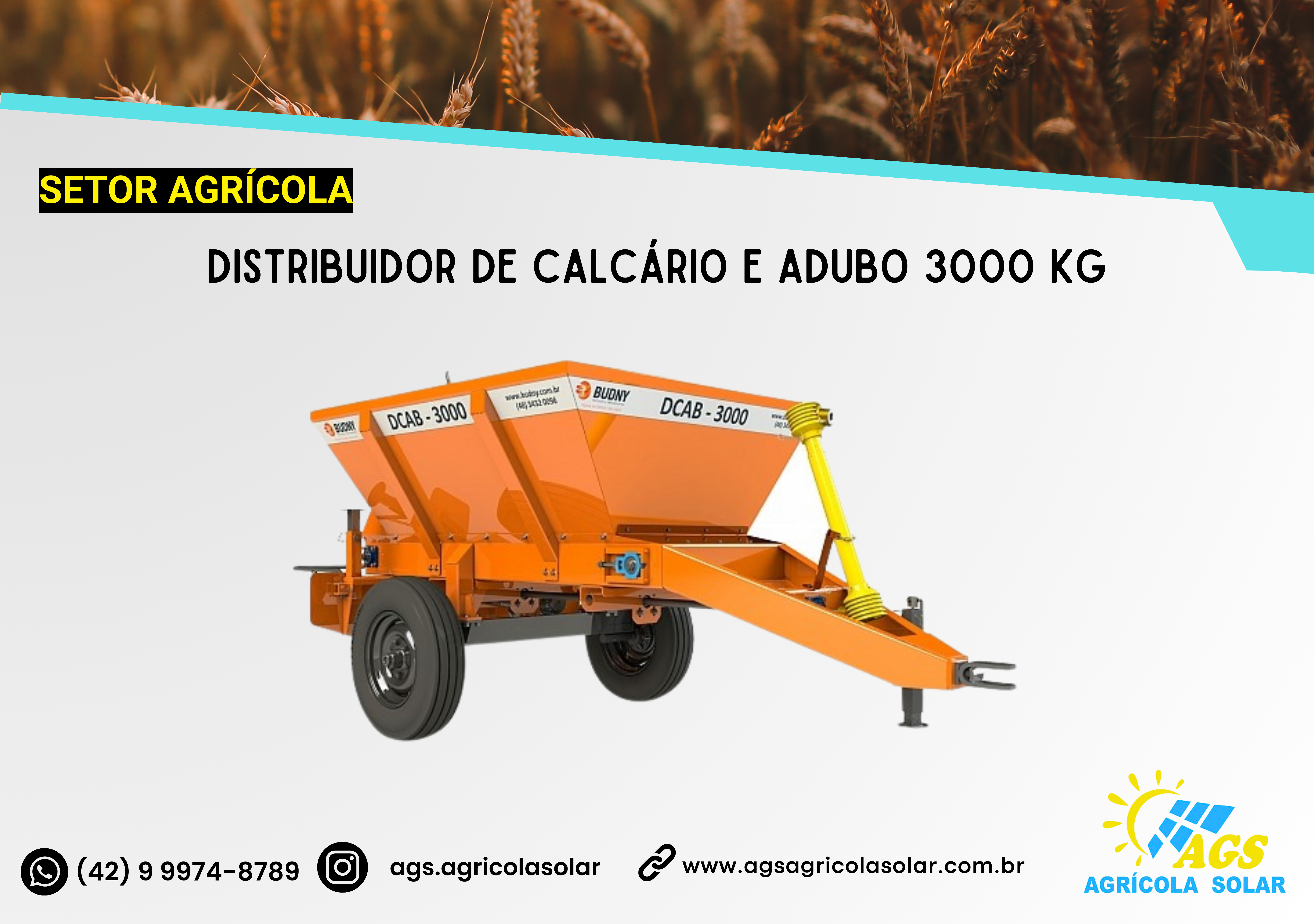 DISTRIBUIDOR DE CALCÁRIO E ADUBO 3000 KG