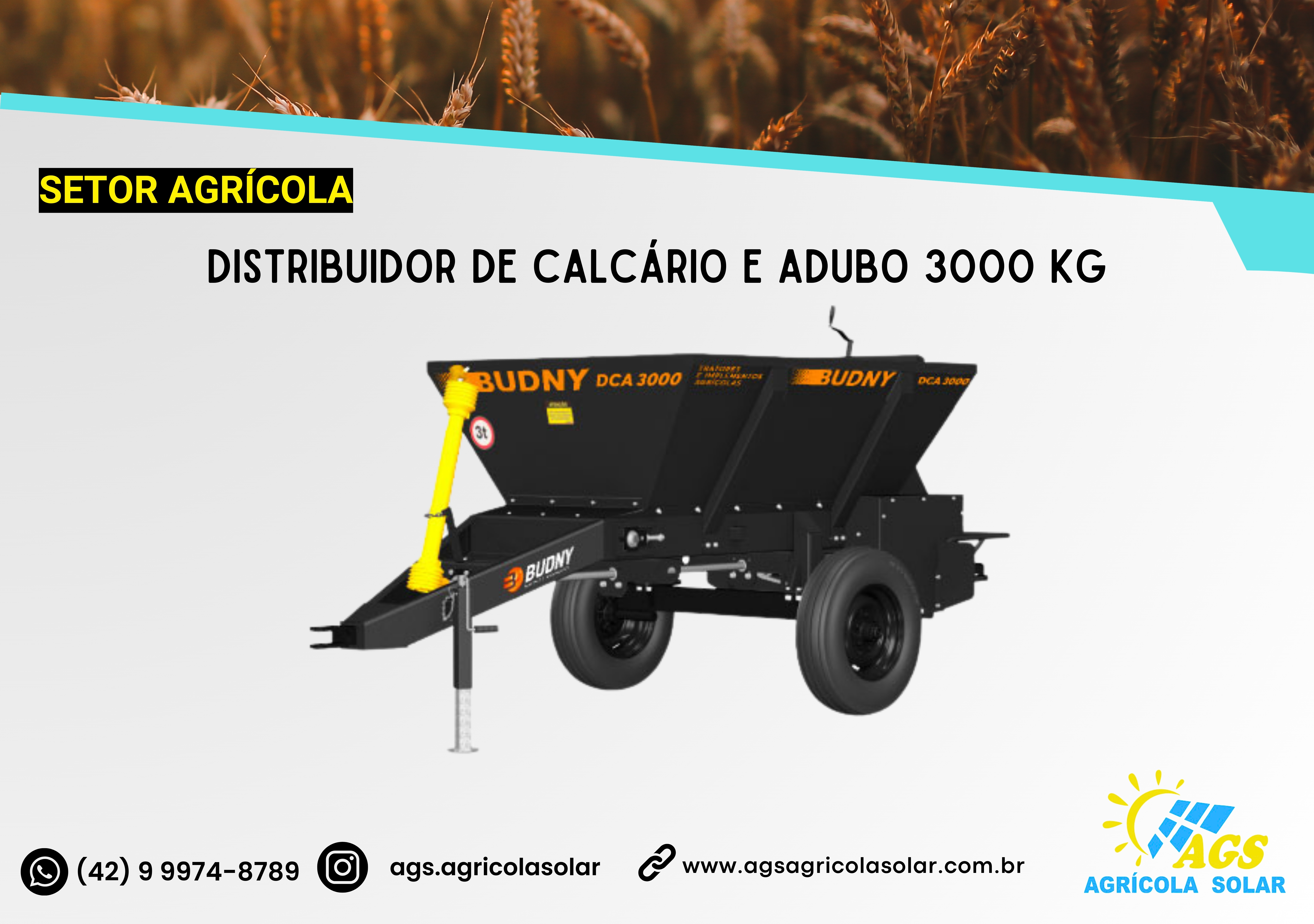 DISTRIBUIDOR DE CALCÁRIO E ADUBO 3000 KG