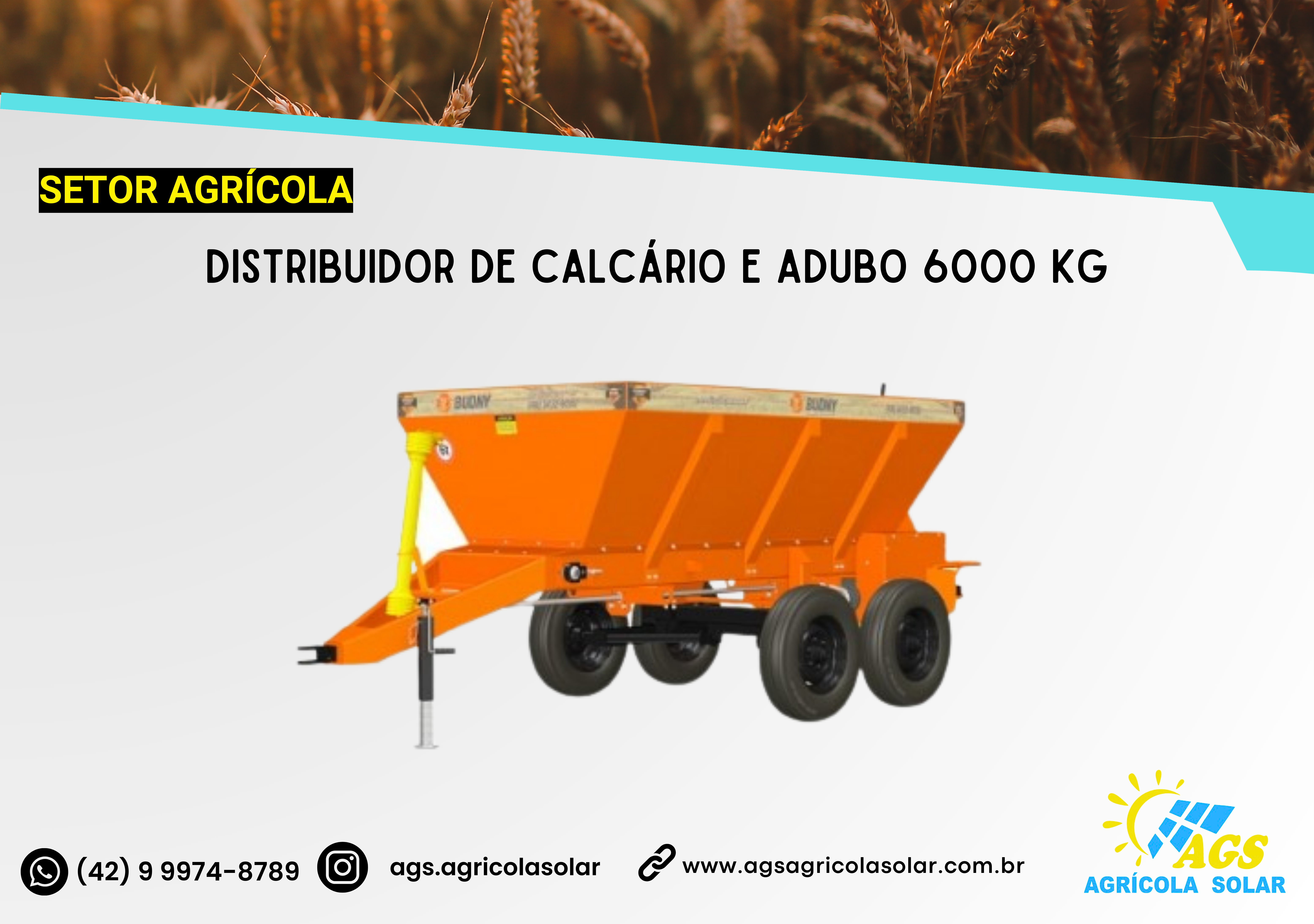 DISTRIBUIDOR DE CALCÁRIO E ADUBO 6000 KG