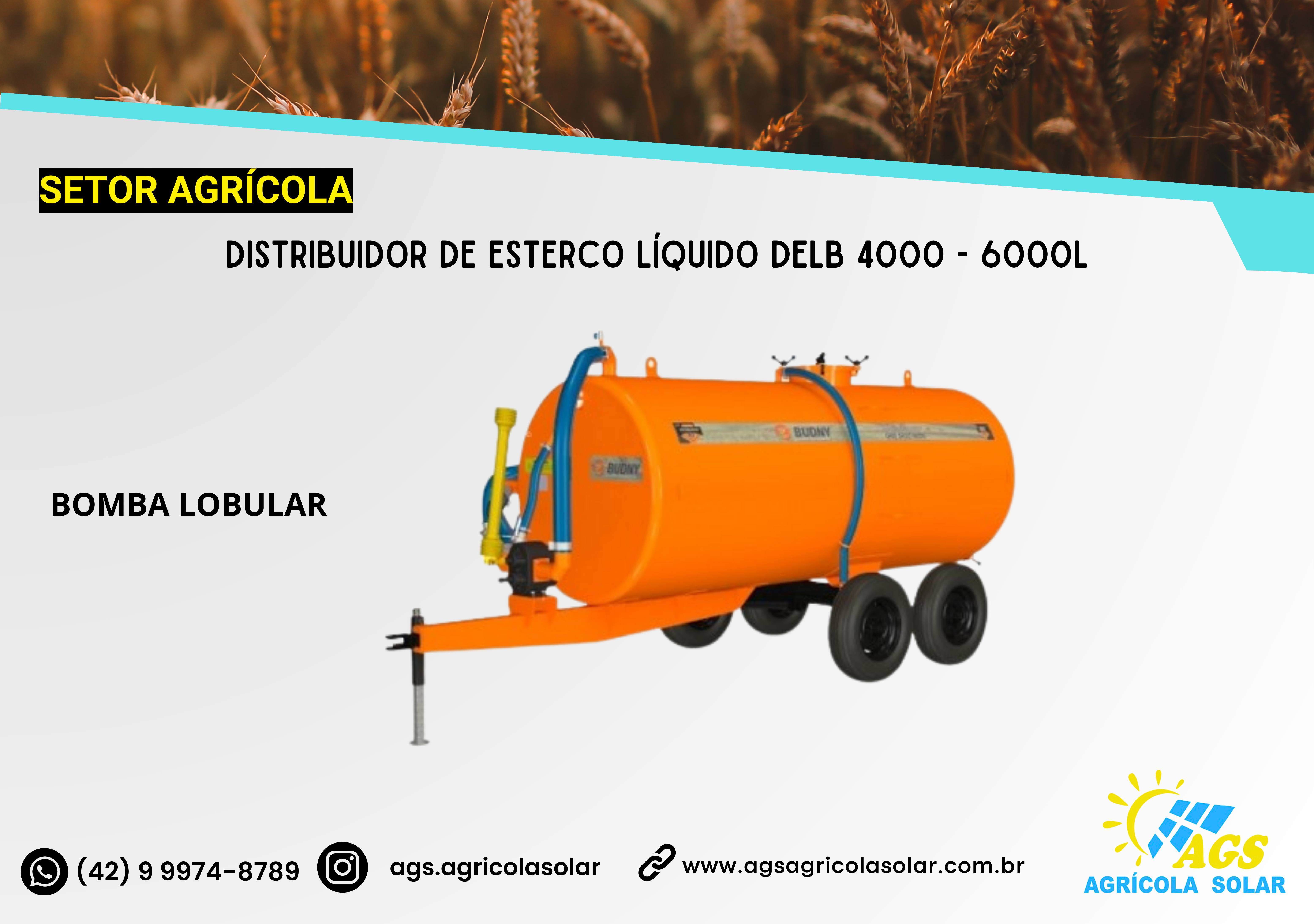 DISTRIBUIDOR DE ESTERCO LÍQUIDO DELB 4000 - 6000L