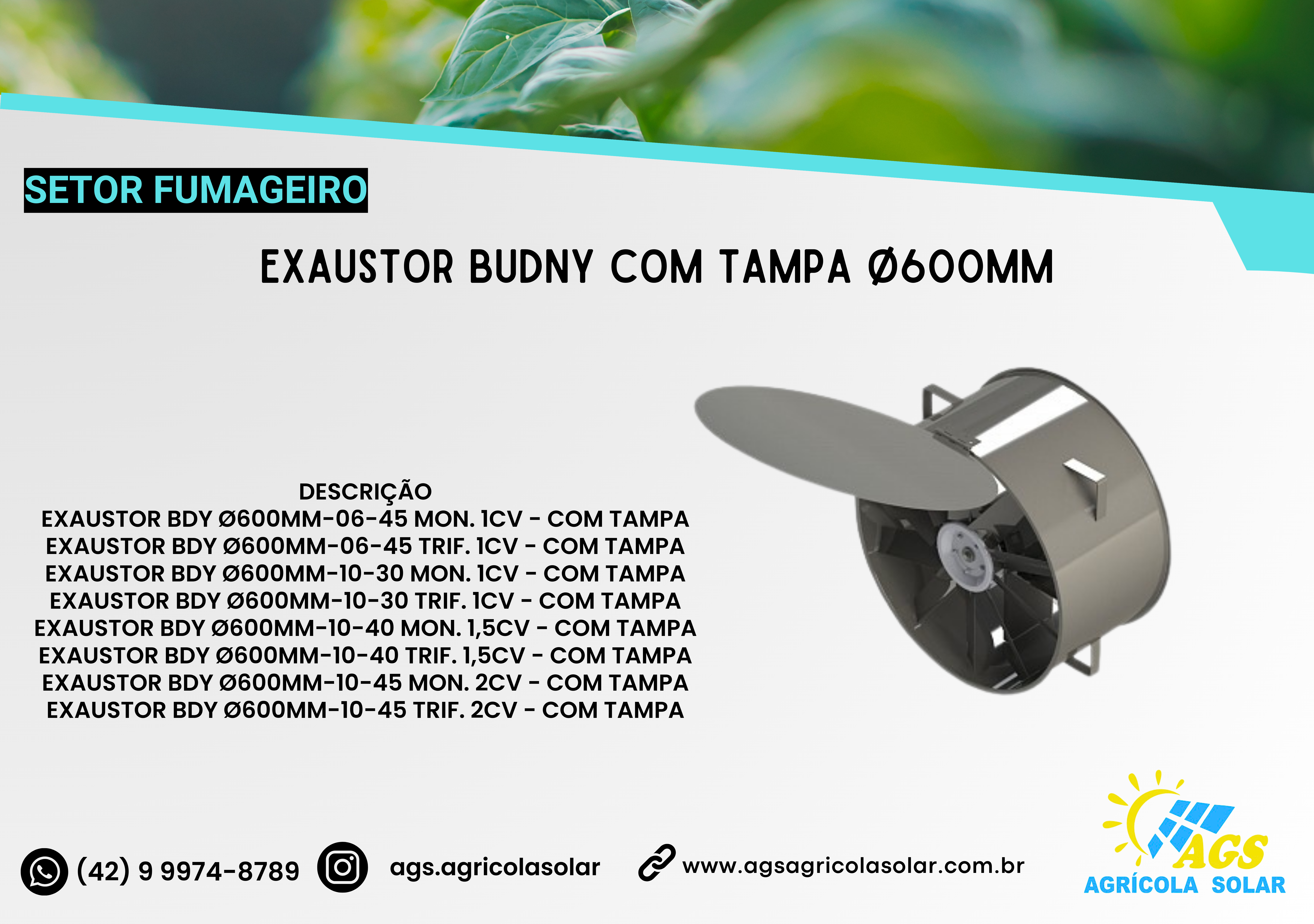 EXAUSTOR BUDNY COM TAMPA Ø600MM