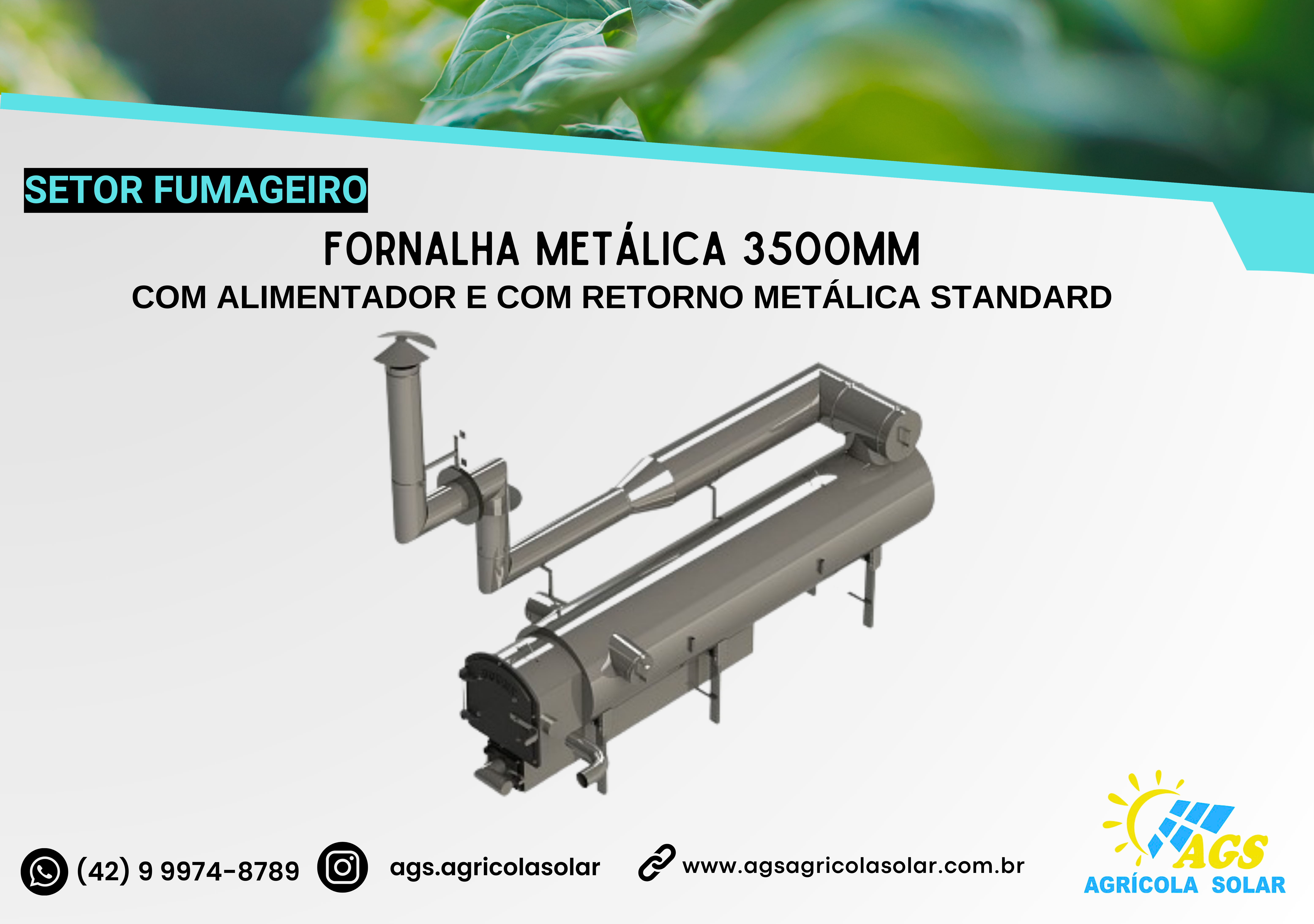 FORNALHA METÁLICA 3500MM - COM ALIMENTADOR E COM RETORNO METÁLICA STANDARD