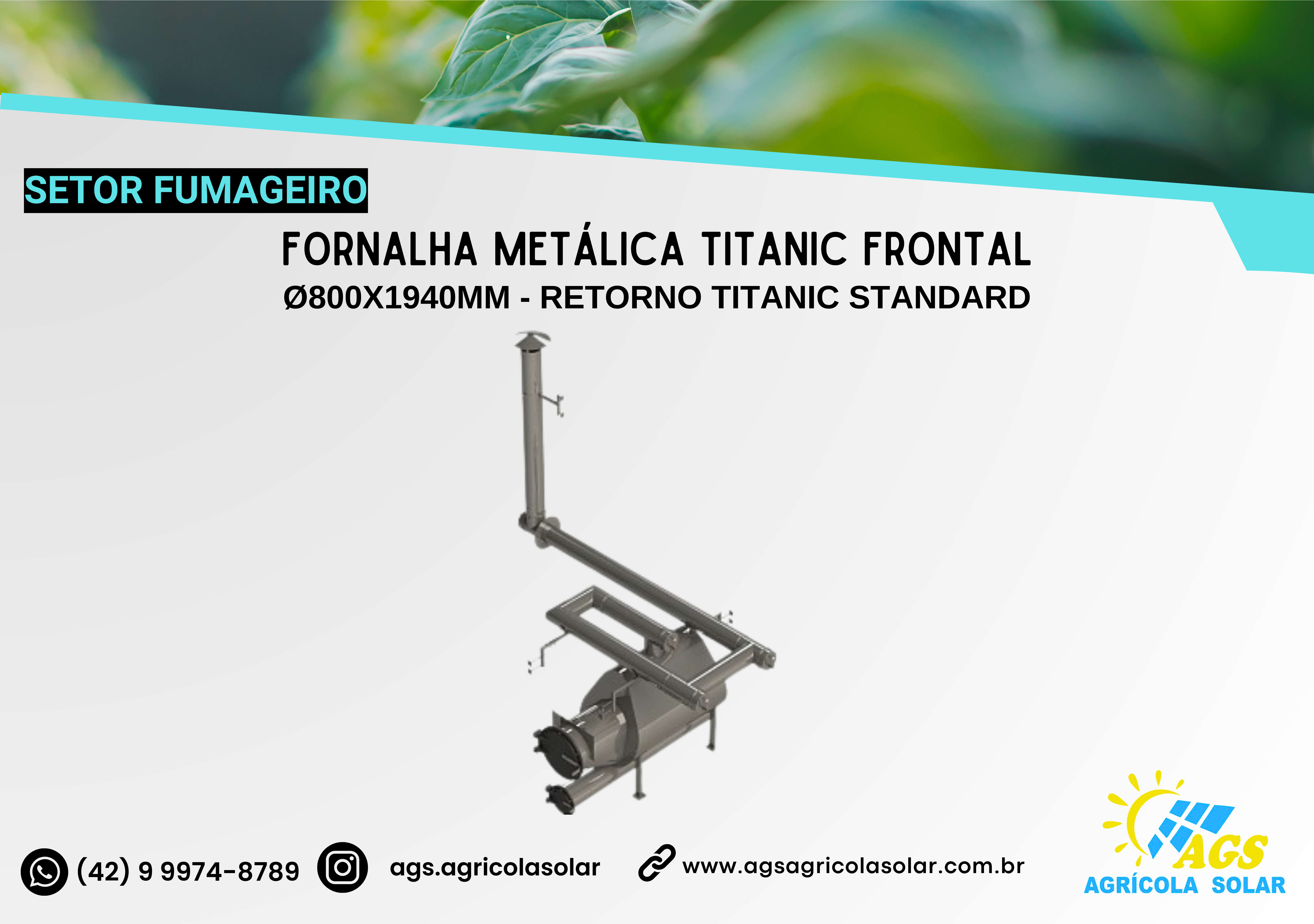 FORNALHA METÁLICA TITANIC FRONTAL Ø800X1940MM - RETORNO TITANIC STANDARD