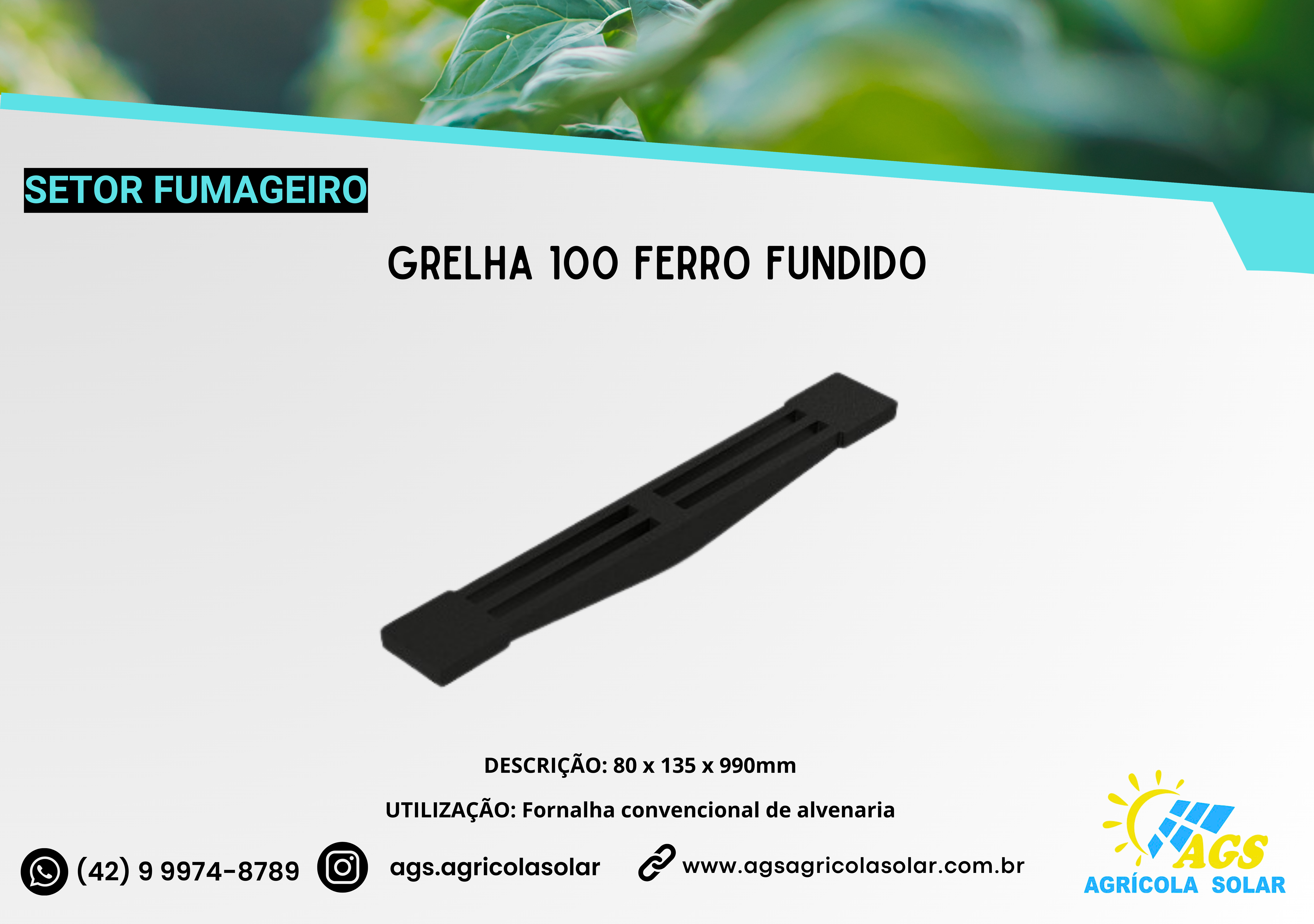 GRELHA 100 FERRO FUNDIDO