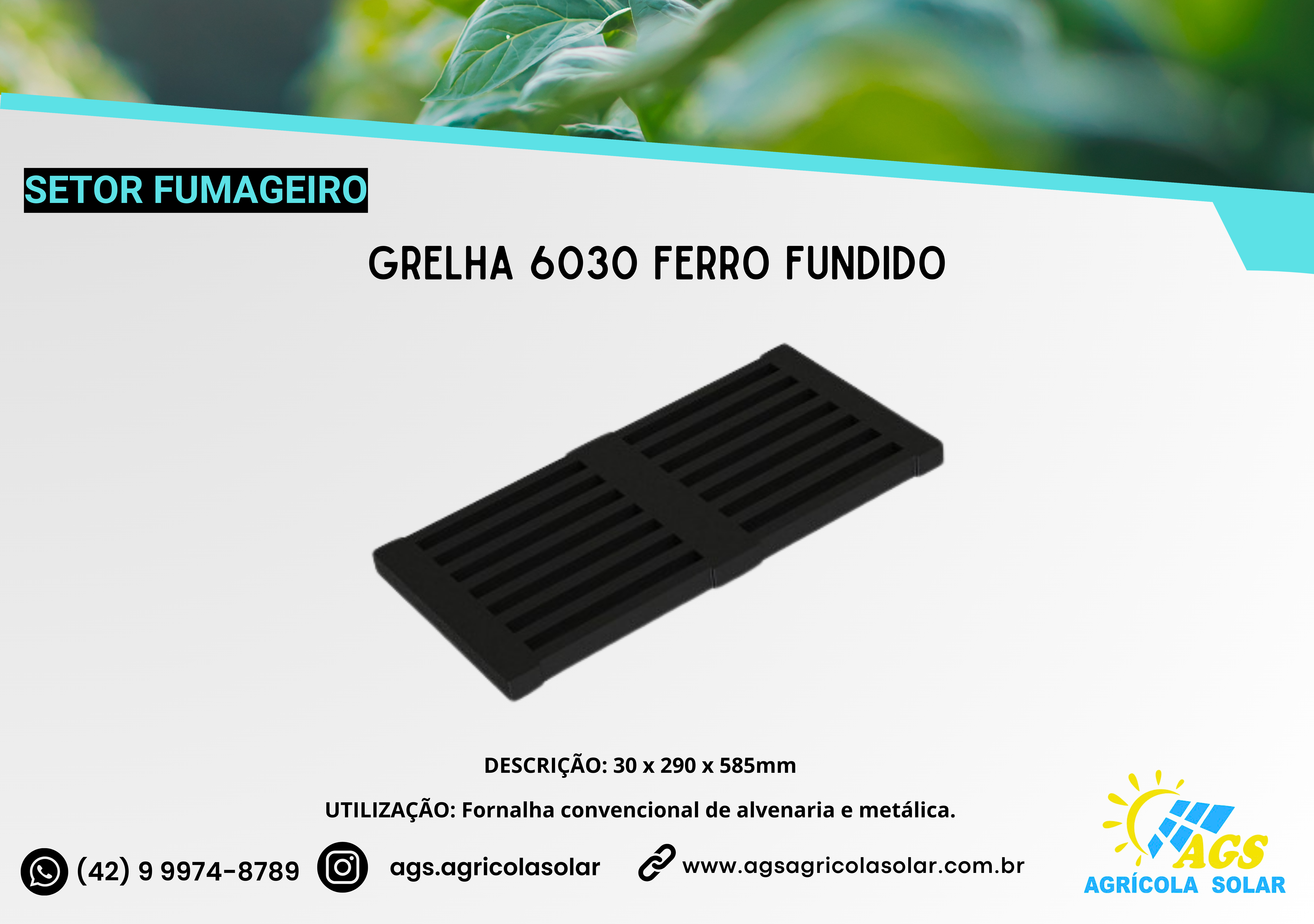 GRELHA 6030 FERRO FUNDIDO