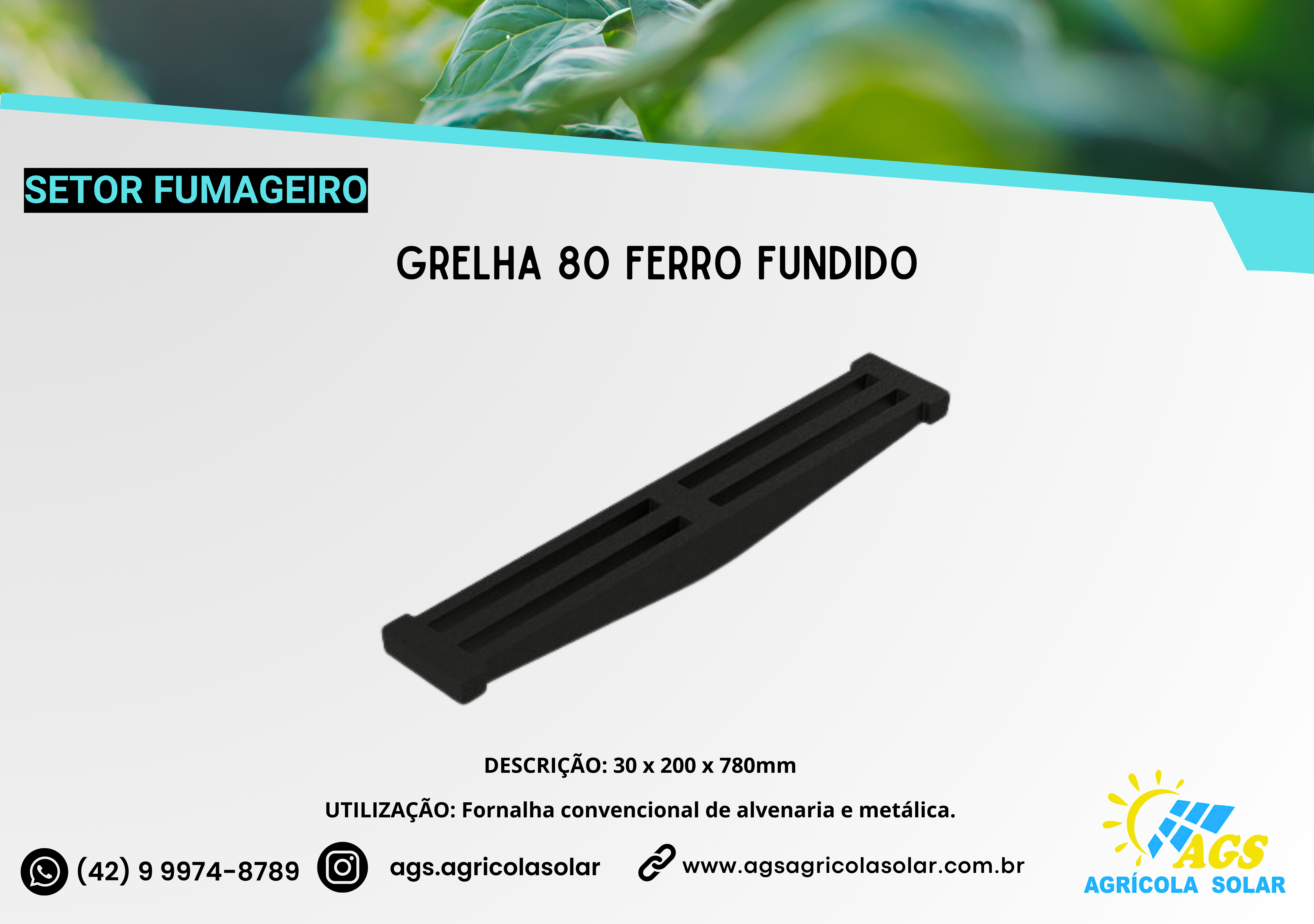 GRELHA 80 FERRO FUNDIDO