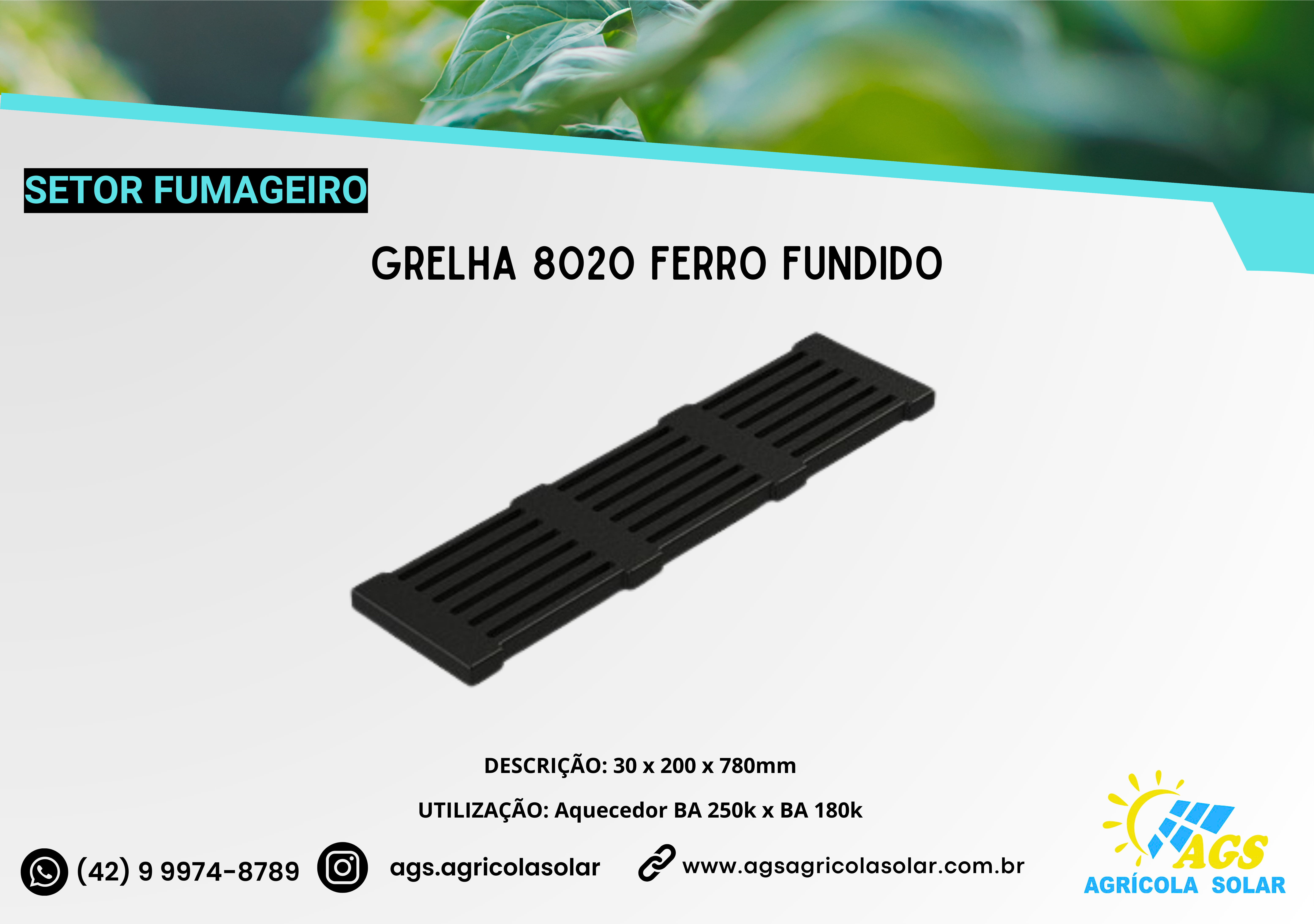 GRELHA 8020 FERRO FUNDIDO