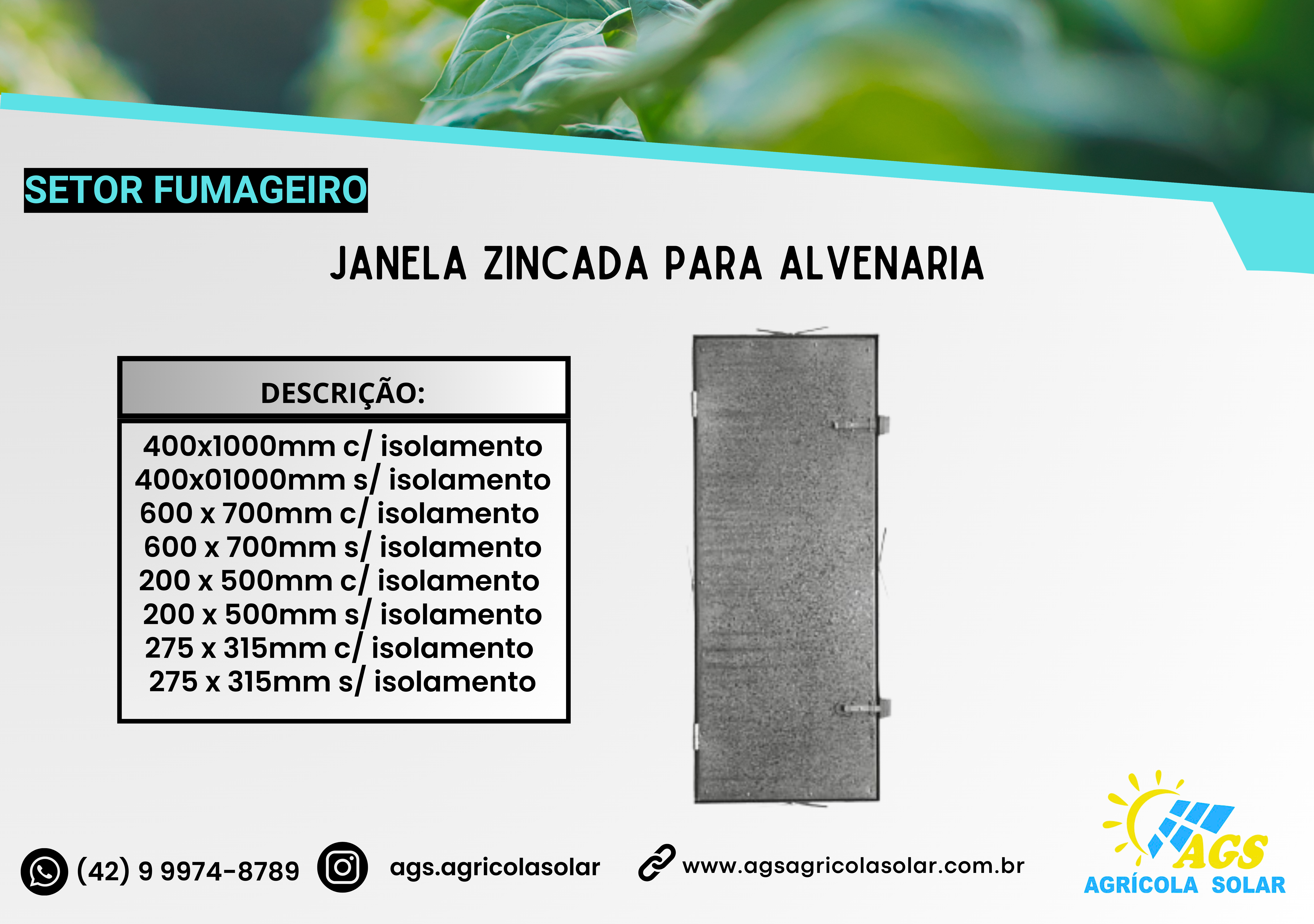 JANELA ZINCADA PARA ALVENARIA