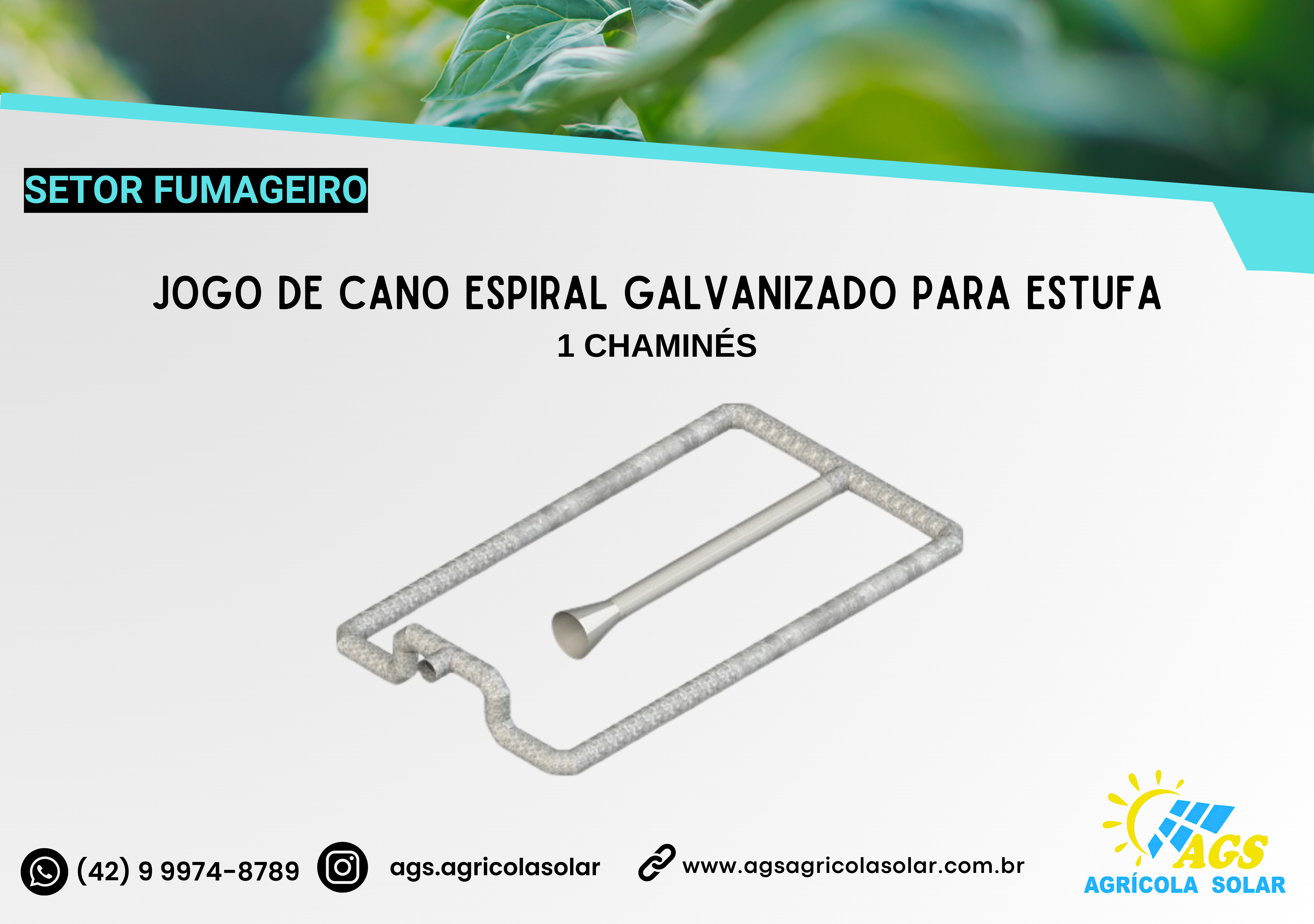 JOGO DE CANO ESPIRAL GALVANIZADO PARA ESTUFA - 1 CHAMINÉS