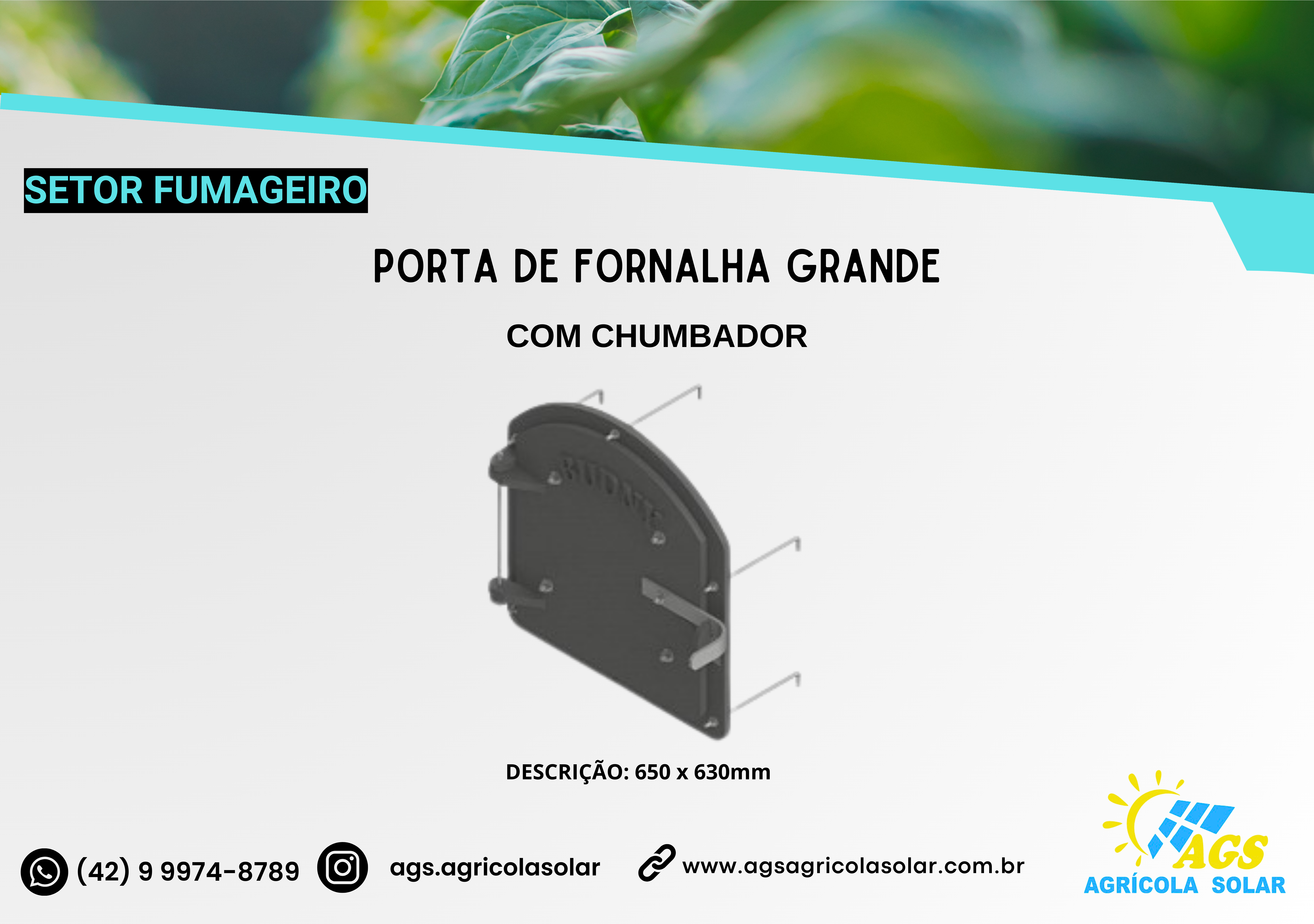 PORTA DE FORNALHA GRANDE COM CHUMBADOR