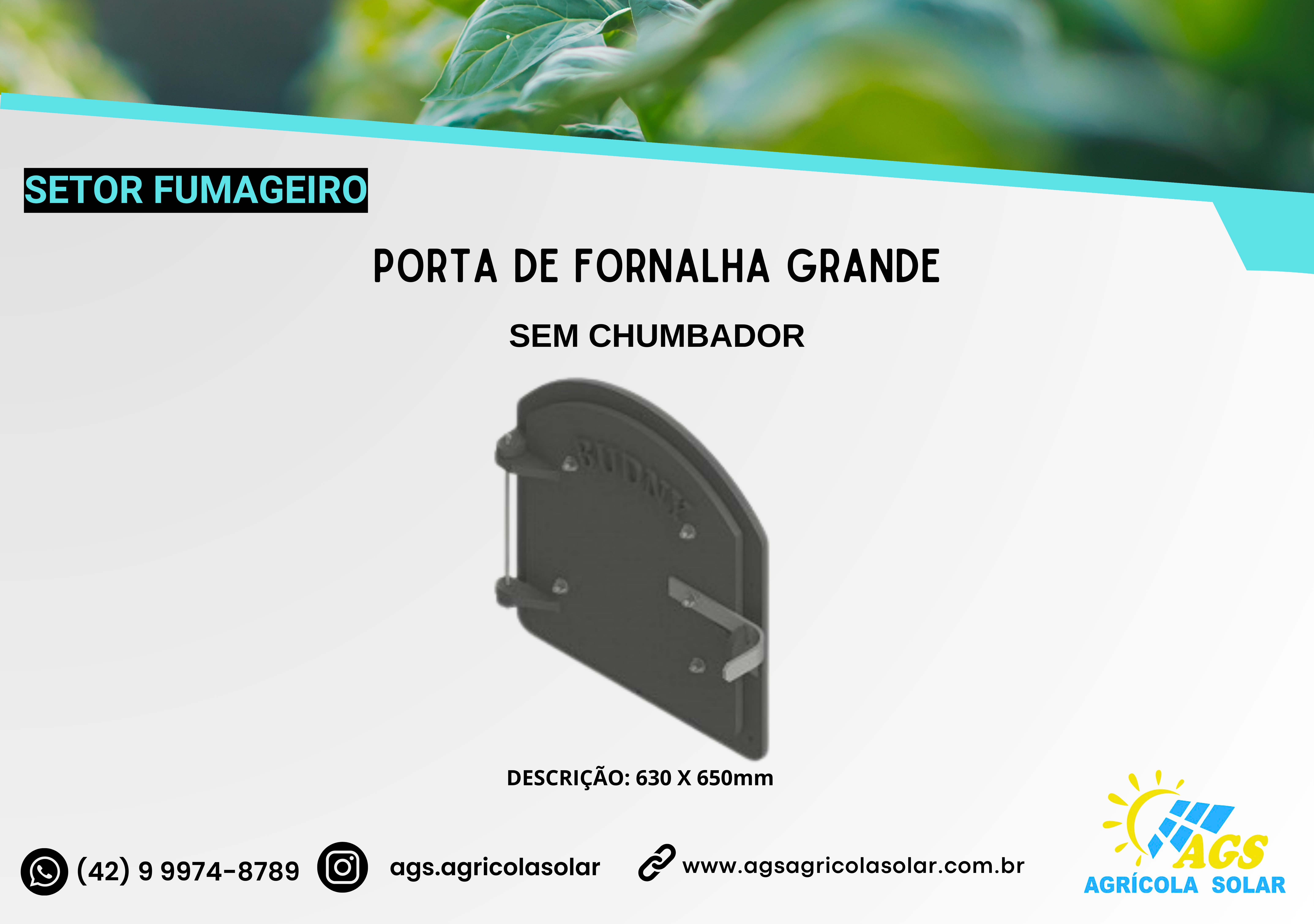 PORTA DE FORNALHA GRANDE SEM CHUMBADOR